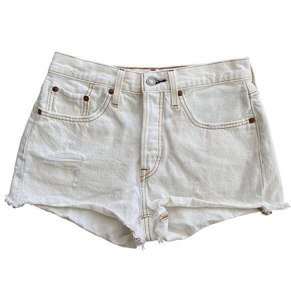 Levi's Pants - LEVI'S cotton high waisted white jean shorts - sz 27 - button closure